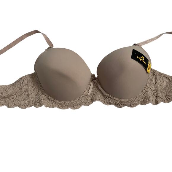 CAPICUA WOMENS BEIGE PADDED ADJUSTABLE BRA SIZE 42C NWT - Picture 1 of 5